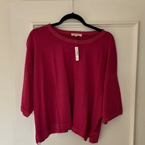 Madewell Relaxed Boxy Pullover in Deep Raspberry